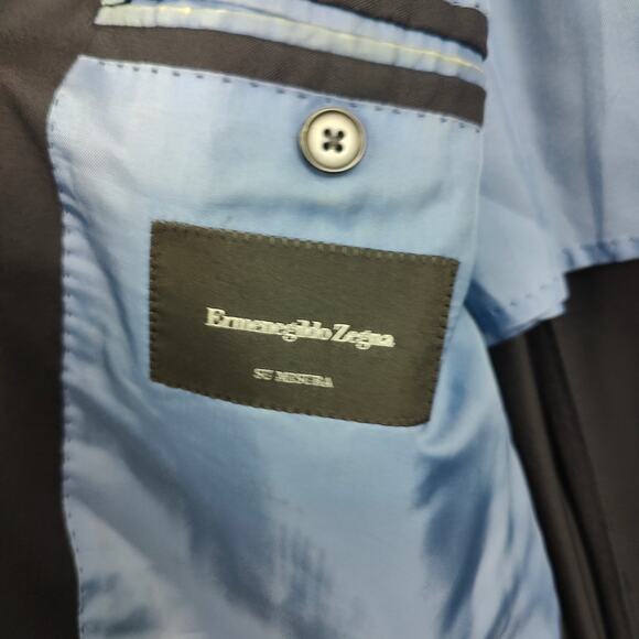 Ermenegildo Zegna Blazer Mens 46L Navy Blue 100% Wool 3 Button Suit Jacket - Picture 8 of 11